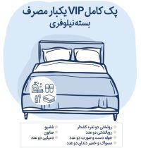 پک کامل VIP یکبار مصرف بهداشتی دیبا اقامت یار پک کامل VIP دونفره روتختی و روبالشتی یکبارمصرف (بسته نیلوفری)